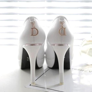 White Round Toe Stiletto Fashion High-Heeled Shoes