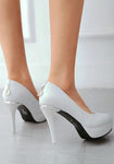 White Round Toe Stiletto Fashion High-Heeled Shoes