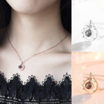 Silver Rose Gold 100 Languages Light I Love You Projection Pendant Necklace Gift.