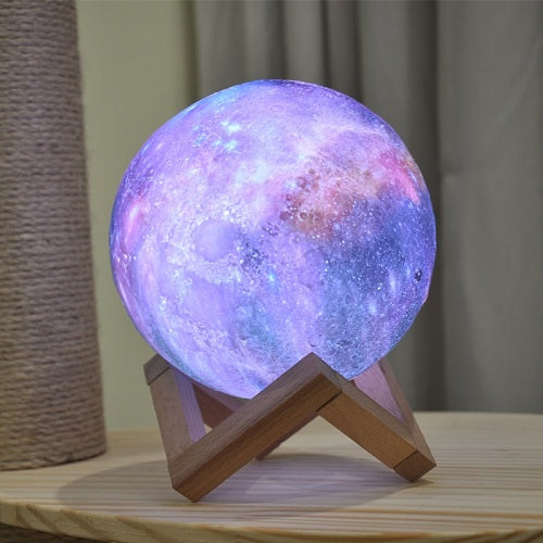 Galaxy Print Moon Lamp